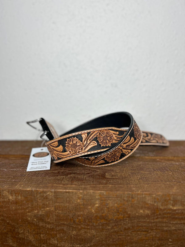 Double J Floral Hand Tooled Belt-Belts-DOUBLE J SADDLERY-Lucky J Boots & More, Women's, Men's, & Kids Western Store Located in Carthage, MO