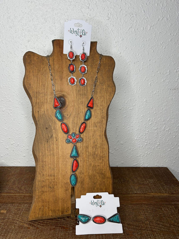 West & Co Turquoise Necklace N1462TQCOR-Necklaces-WEST & CO-Lucky J Boots & More, Women's, Men's, & Kids Western Store Located in Carthage, MO