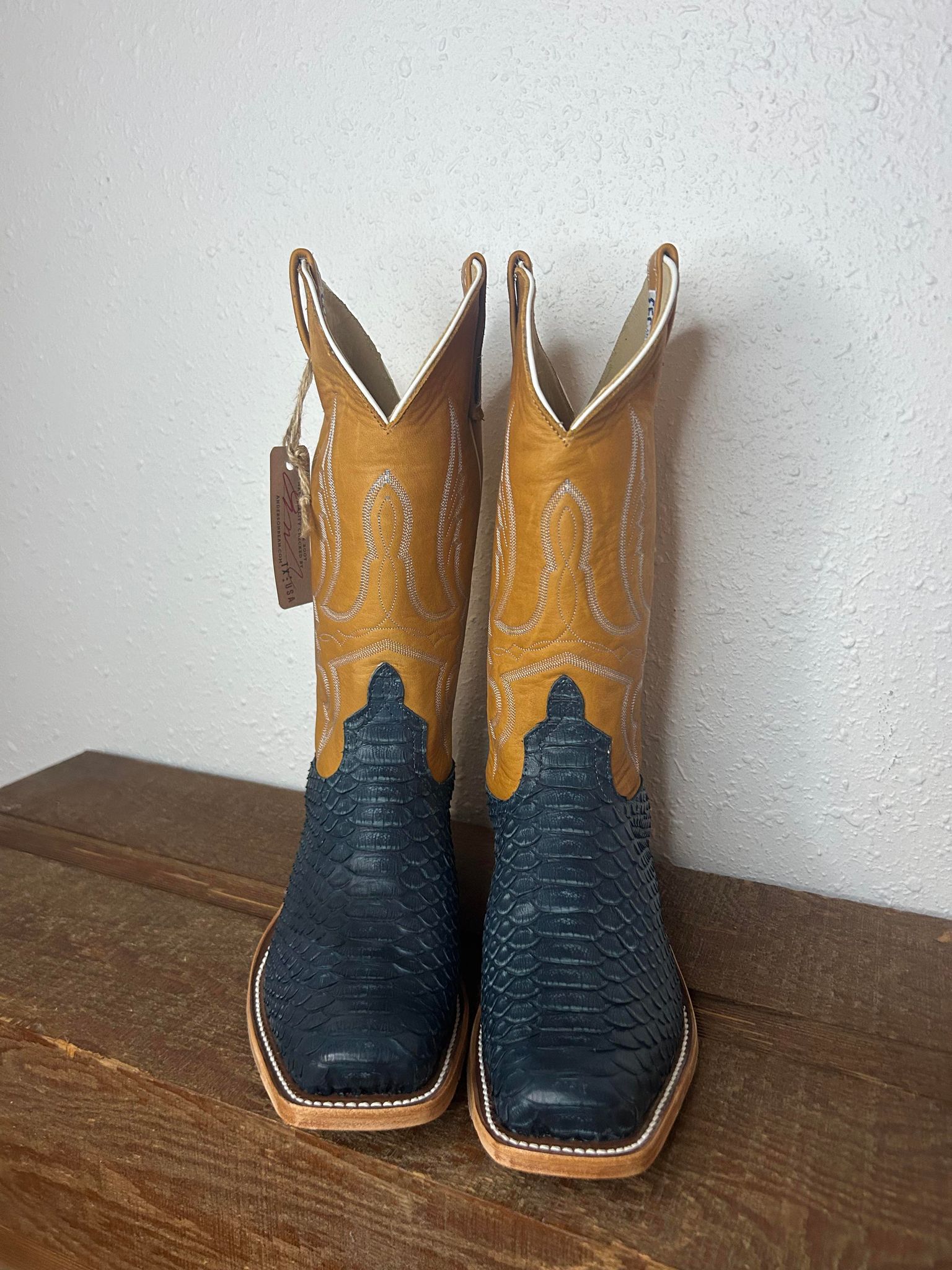 Men's Anderson Bean Navy Vintage Python Boot – Lucky J Boots & More