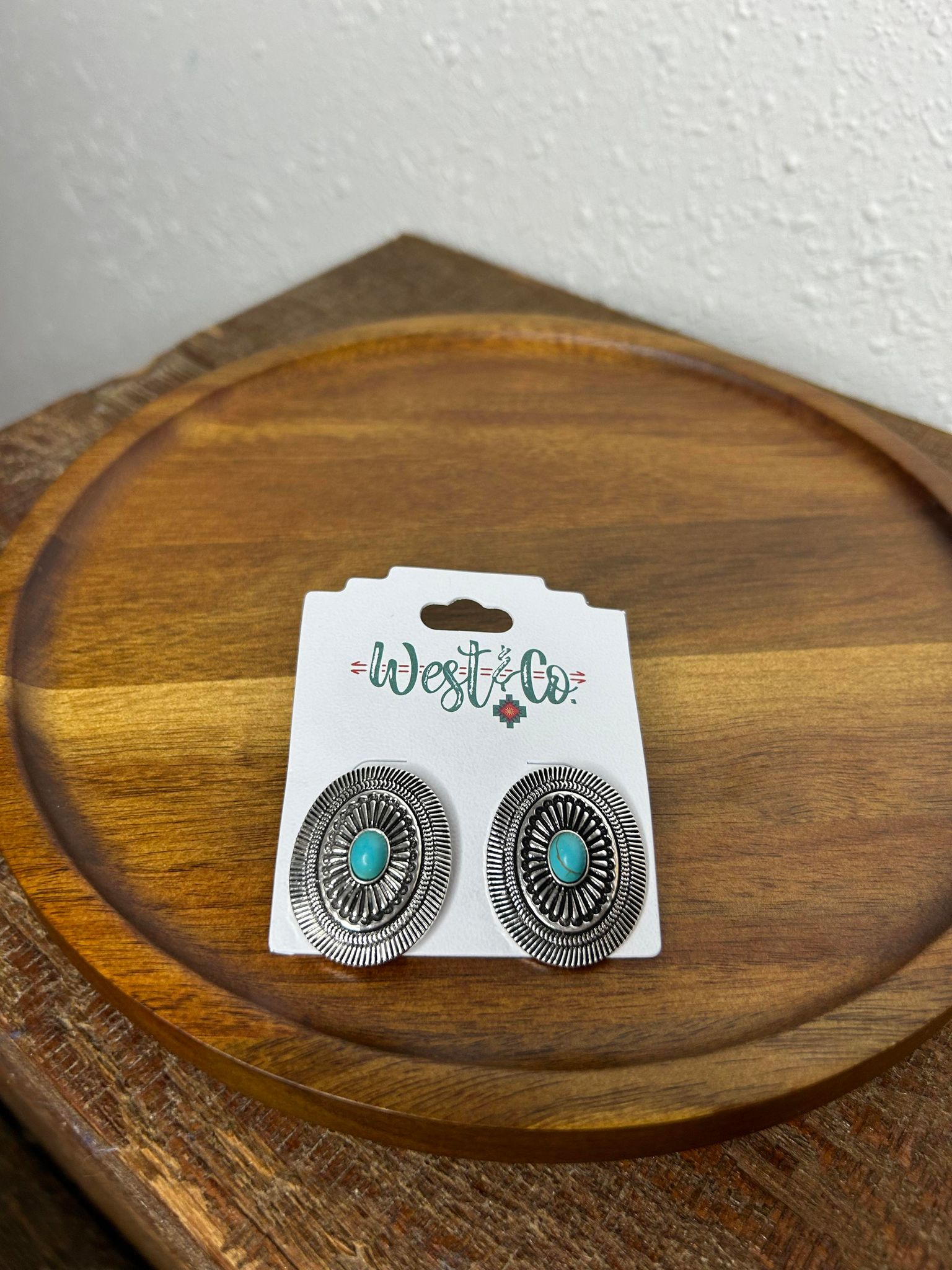 West & Co. Oval Concho Earrings-Earrings-WEST & CO-Lucky J Boots & More, Women's, Men's, & Kids Western Store Located in Carthage, MO