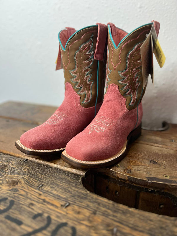 Youth Roper Timeless Pink Suede Boots-Kids Boots-Karman-Lucky J Boots & More, Women's, Men's, & Kids Western Store Located in Carthage, MO