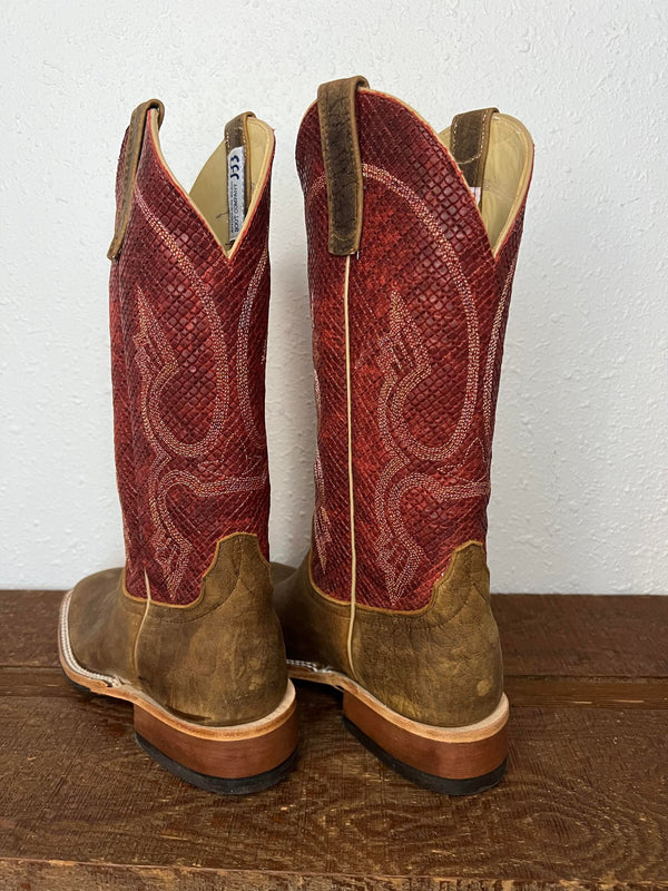 Anderson Bean Natural Brahma Bison & Red Chex Boots-Men's Boots-Anderson Bean-Lucky J Boots & More, Women's, Men's, & Kids Western Store Located in Carthage, MO