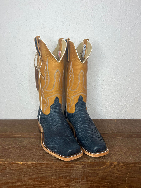 Men's Anderson Bean Navy Vintage Python & Rust Aniline Boots-Men's Boots-Anderson Bean-Lucky J Boots & More, Women's, Men's, & Kids Western Store Located in Carthage, MO