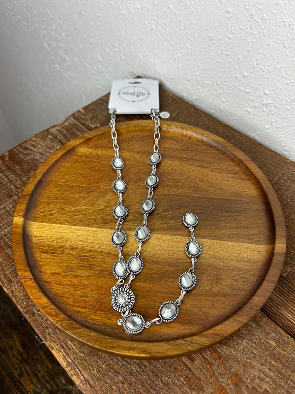 West & Co. Oval Rhinestone Necklace-Necklaces-WEST & CO-Lucky J Boots & More, Women's, Men's, & Kids Western Store Located in Carthage, MO