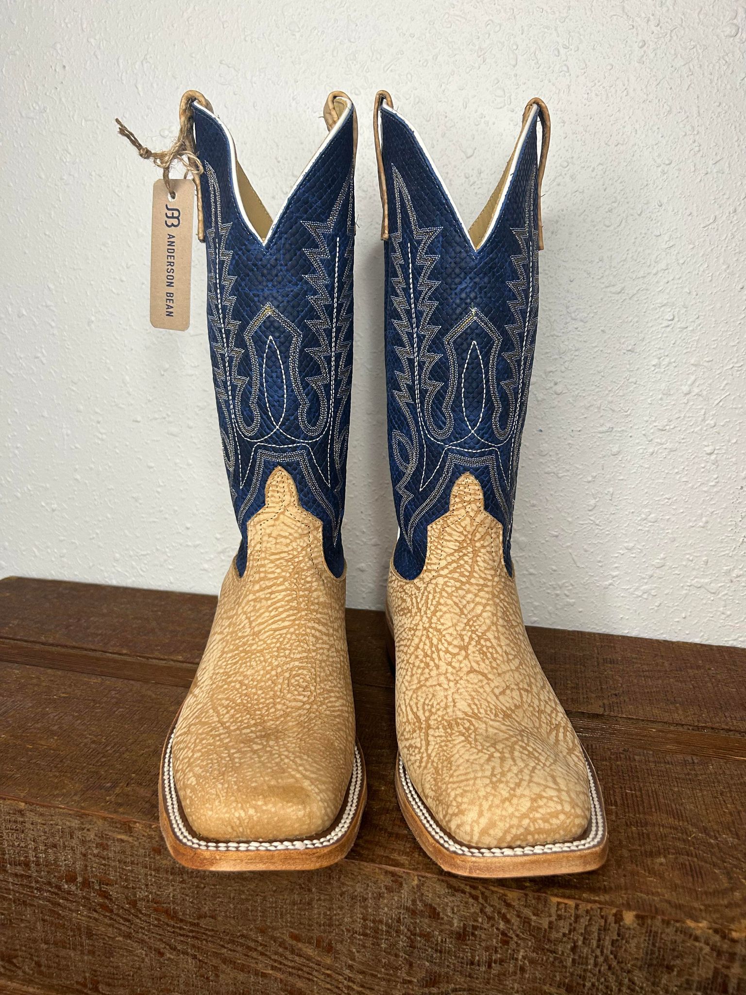 Men's Anderson Bean Tan Washed Shoulder & Blue Chex Boots-Men's Boots-Anderson Bean-Lucky J Boots & More, Women's, Men's, & Kids Western Store Located in Carthage, MO