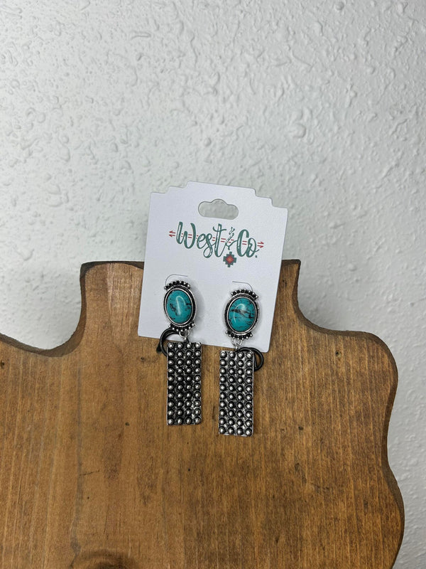 West & Co Silver Burnished Silver Elongated Dotted Earrings E900-Earrings-WEST & CO-Lucky J Boots & More, Women's, Men's, & Kids Western Store Located in Carthage, MO