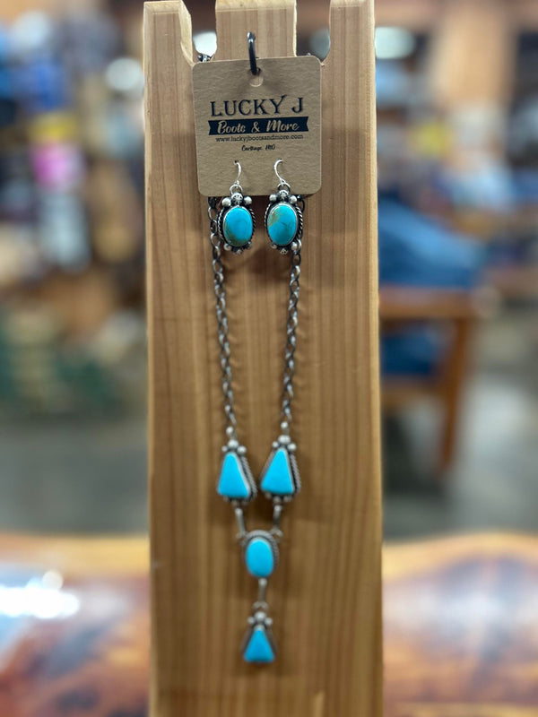 The Prescott Necklace Set-Earrings-LJ Turquoise-Lucky J Boots & More, Women's, Men's, & Kids Western Store Located in Carthage, MO