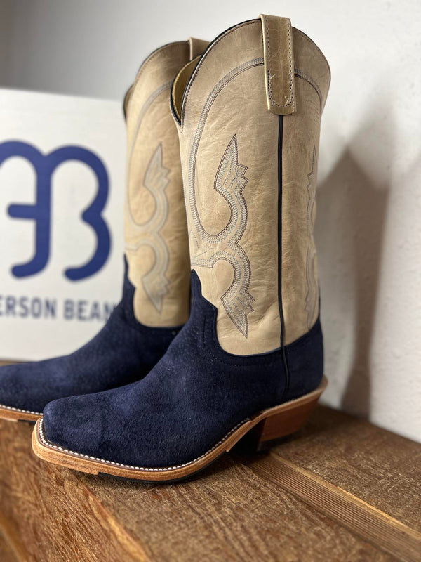 Men's Anderson Bean Navy Carpincho & Ivory Mad Dog Boots-Men's Boots-Anderson Bean-Lucky J Boots & More, Women's, Men's, & Kids Western Store Located in Carthage, MO