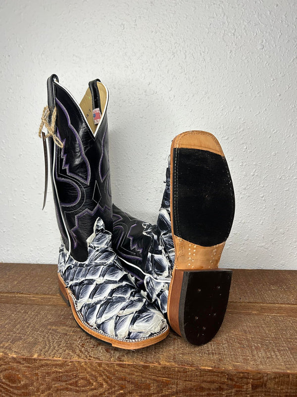 Women's Anderson Bean Ivory Eclipse Big Bass & Black Kidskin Boots-Women's Boots-Anderson Bean-Lucky J Boots & More, Women's, Men's, & Kids Western Store Located in Carthage, MO