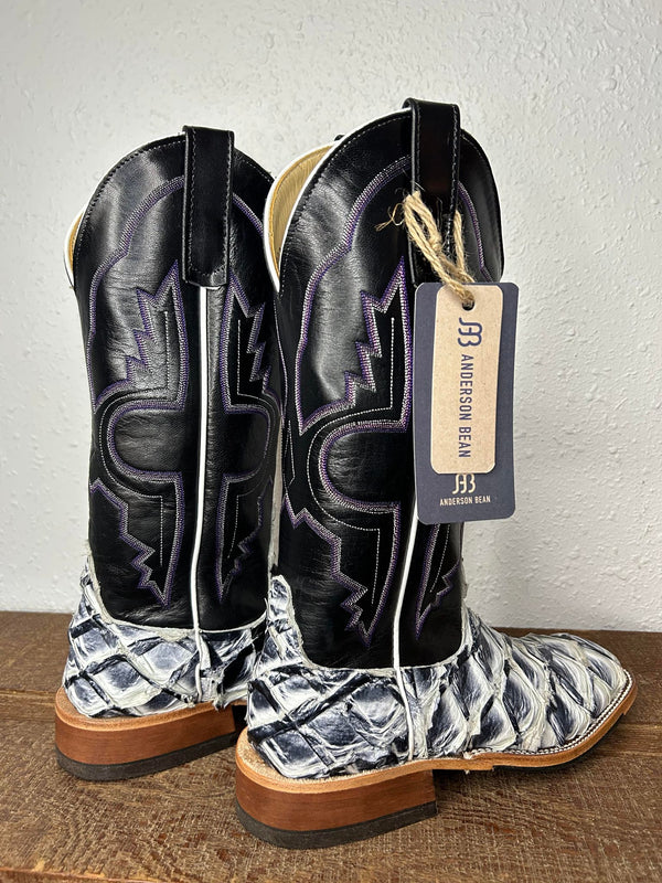 Women's Anderson Bean Ivory Eclipse Big Bass & Black Kidskin Boots-Women's Boots-Anderson Bean-Lucky J Boots & More, Women's, Men's, & Kids Western Store Located in Carthage, MO