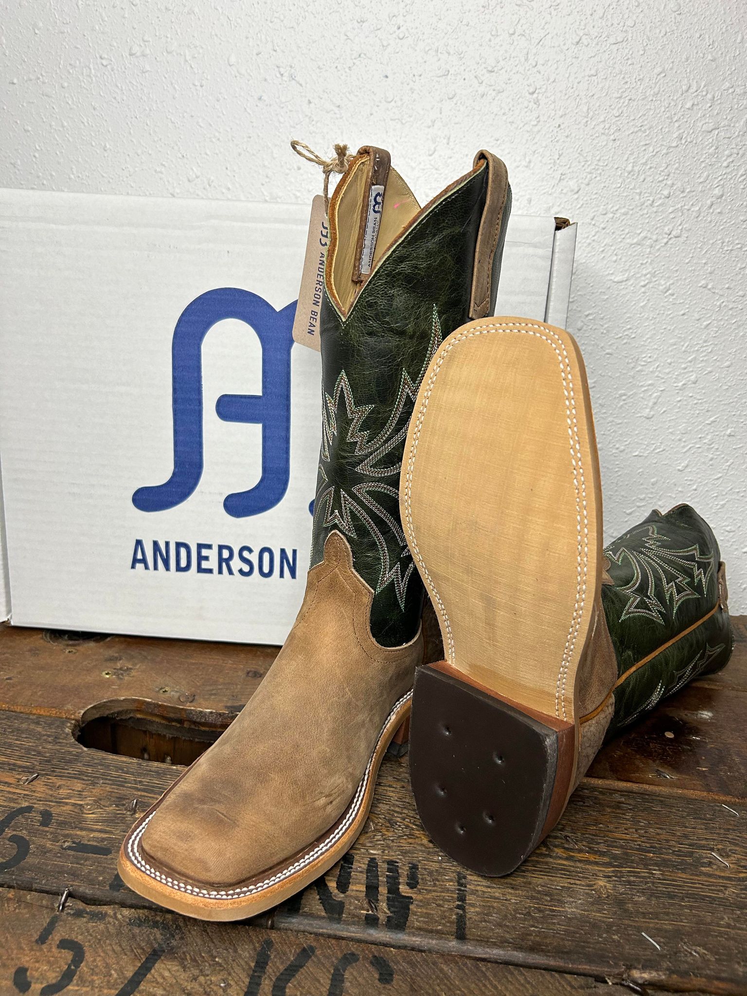 Men's Anderson Bean Sand Angry Elk & Emerald Explosion Boots-Men's Boots-Anderson Bean-Lucky J Boots & More, Women's, Men's, & Kids Western Store Located in Carthage, MO