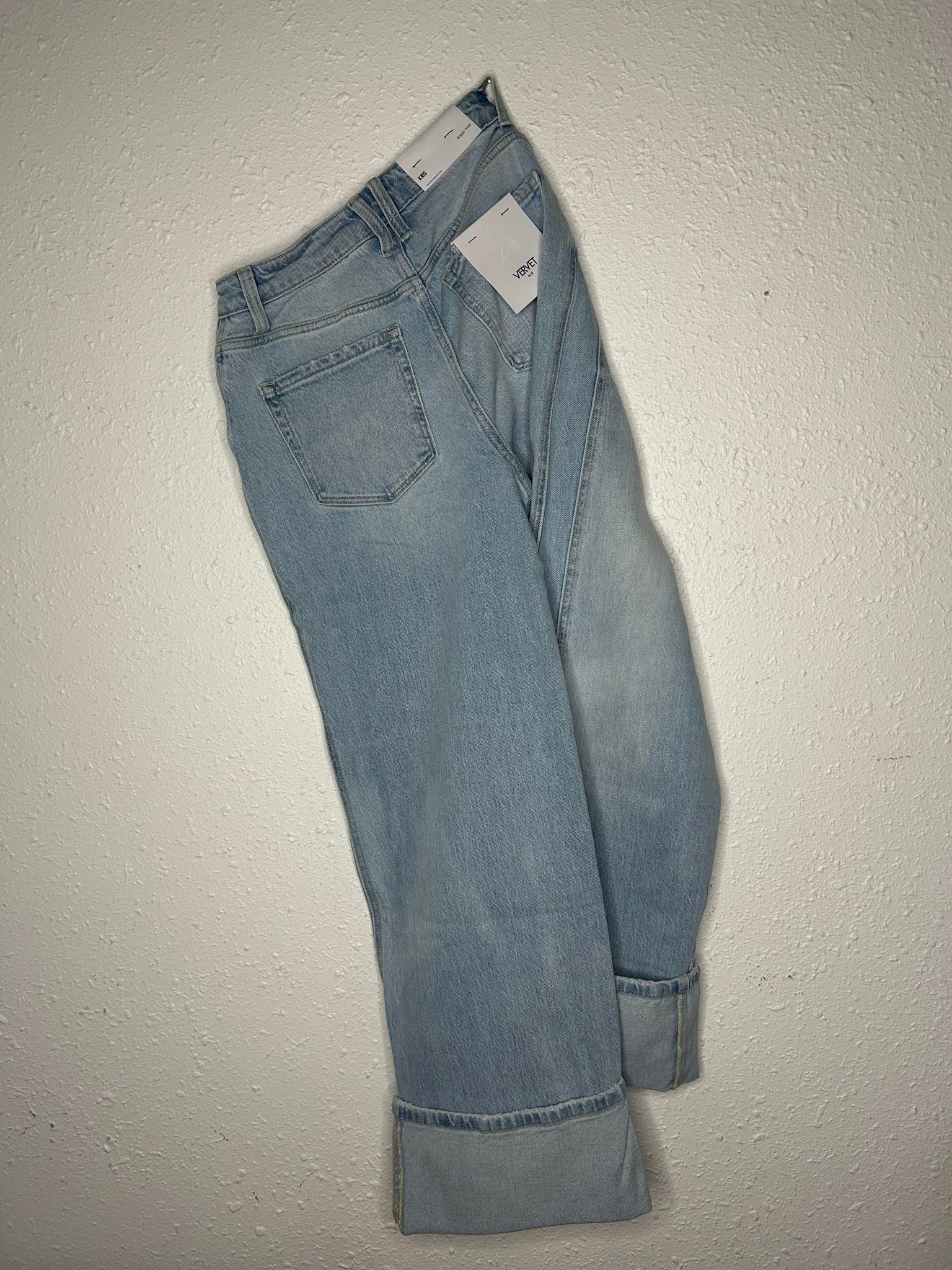 Vervet Kris Super High Rise Cuffed Baggy Wide Leg Jeans *Final Sale*-Women's Denim-Flying Monkey-Lucky J Boots & More, Women's, Men's, & Kids Western Store Located in Carthage, MO