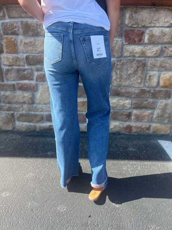 Mica Denim Regal Super High Wide Leg Jeans-Women's Denim-Mica Denim-Lucky J Boots & More, Women's, Men's, & Kids Western Store Located in Carthage, MO