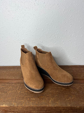 Corkys Love you a Latte in Tobacco Faux Suede Booties *FINAL SALE*-Women's Booties-Corkys Footwear-Lucky J Boots & More, Women's, Men's, & Kids Western Store Located in Carthage, MO