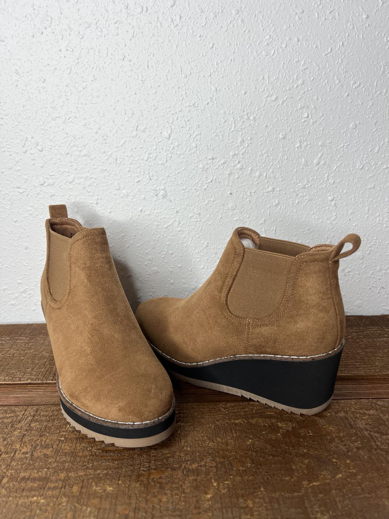 Corkys Love you a Latte in Tobacco Faux Suede Booties-Women's Booties-Corkys Footwear-Lucky J Boots & More, Women's, Men's, & Kids Western Store Located in Carthage, MO