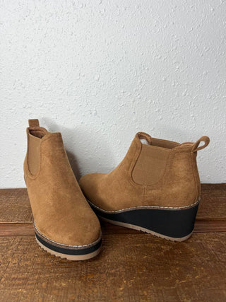 Corkys Love you a Latte in Tobacco Faux Suede Booties *FINAL SALE*-Women's Booties-Corkys Footwear-Lucky J Boots & More, Women's, Men's, & Kids Western Store Located in Carthage, MO