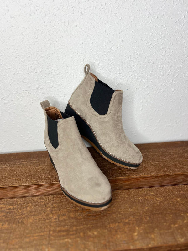 Corkys Love you a Latte in Grey Suede Booties-Women's Booties-Corkys Footwear-Lucky J Boots & More, Women's, Men's, & Kids Western Store Located in Carthage, MO