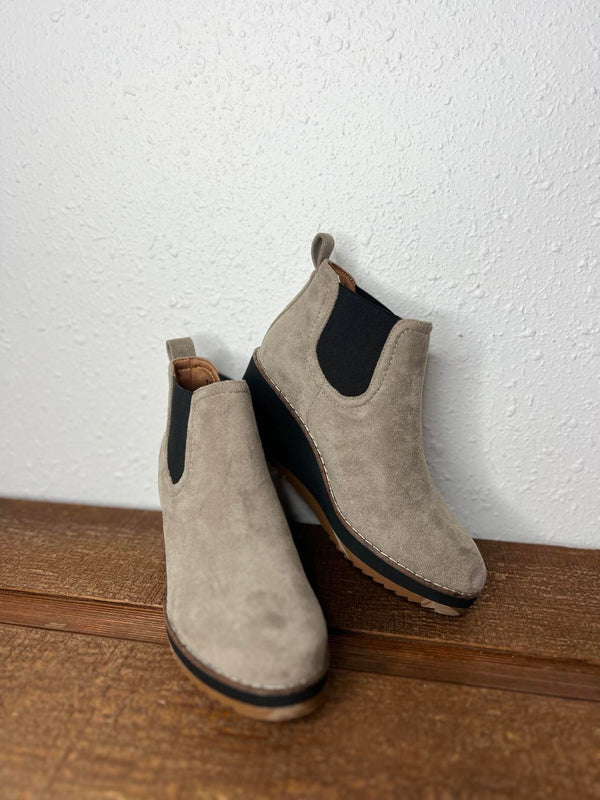 Corkys Love you a Latte in Grey Suede Booties-Women's Booties-Corkys Footwear-Lucky J Boots & More, Women's, Men's, & Kids Western Store Located in Carthage, MO