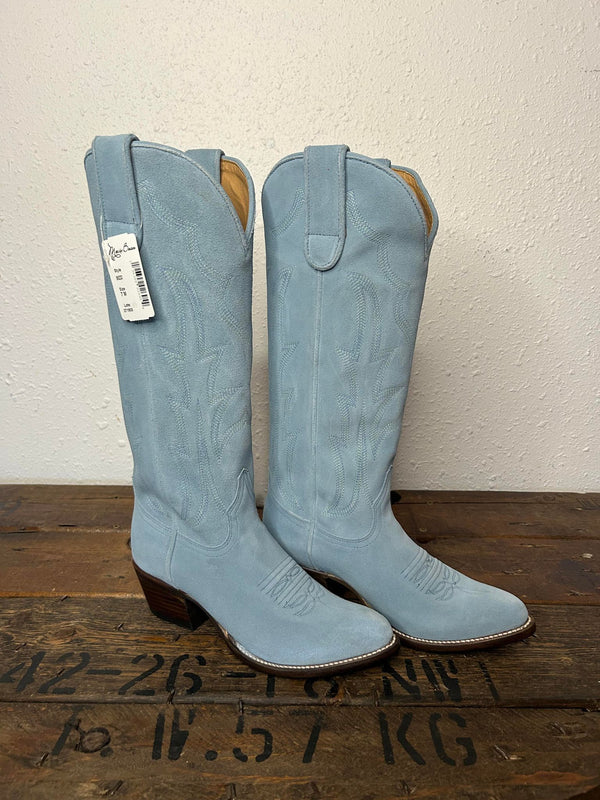 Macie Bean Baby Blue Suede Boots-Women's Boots-Macie Bean-Lucky J Boots & More, Women's, Men's, & Kids Western Store Located in Carthage, MO