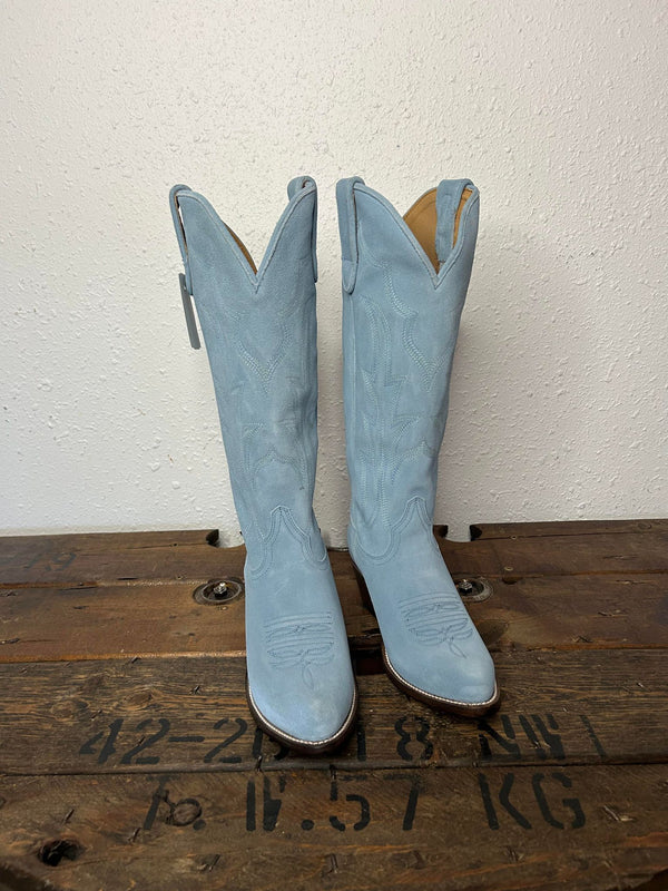 Macie Bean Baby Blue Suede Boots-Women's Boots-Macie Bean-Lucky J Boots & More, Women's, Men's, & Kids Western Store Located in Carthage, MO