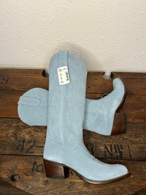 Baby blue suede boots best sale