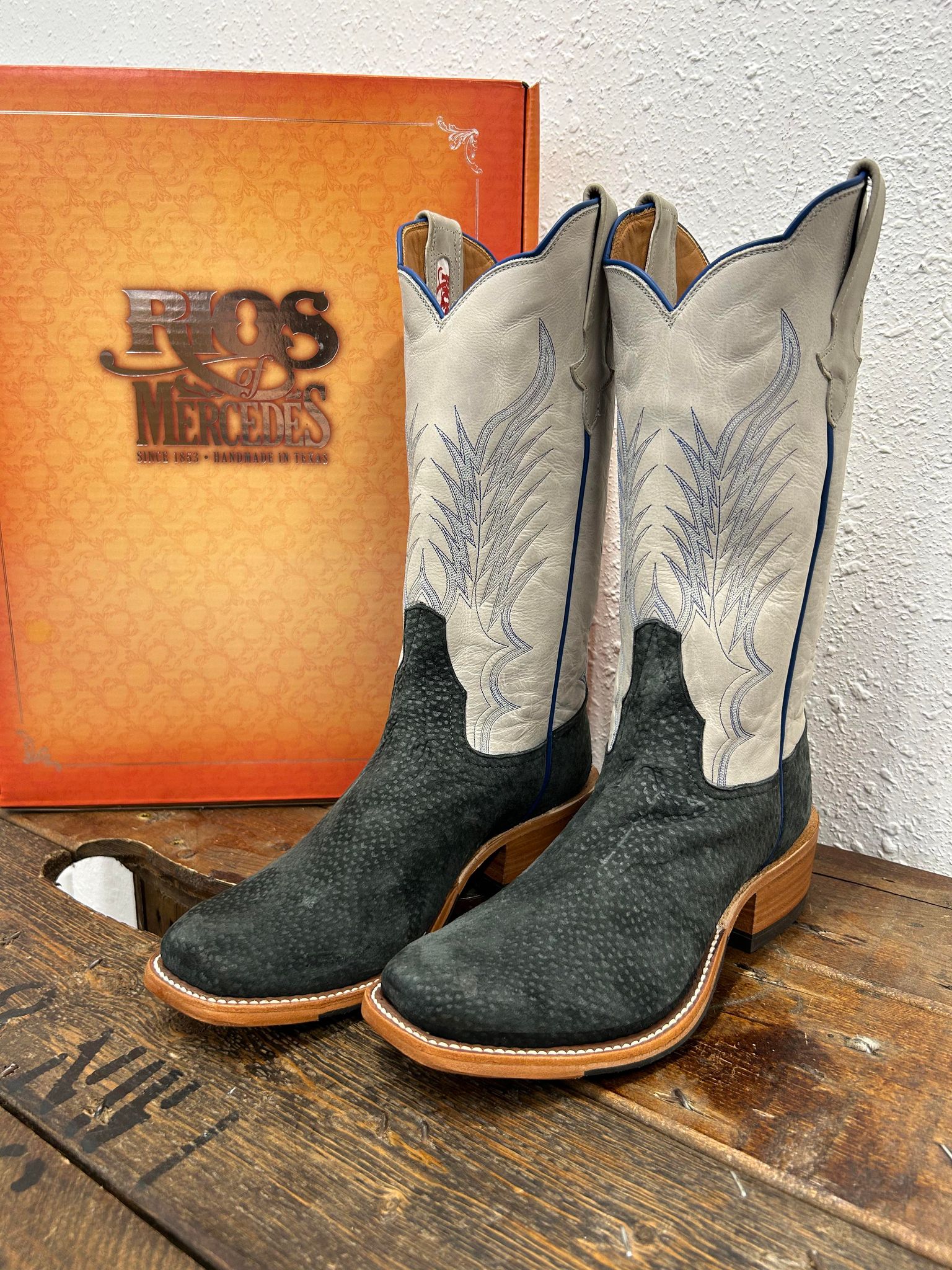 Men's Rios of Mercedes Grey Carpincho & Polar Buffamonte Boots-Men's Boots-Rios of Mercedes-Lucky J Boots & More, Women's, Men's, & Kids Western Store Located in Carthage, MO