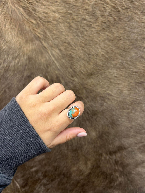 Mecca Ring-Rings-LJ Turquoise-Lucky J Boots & More, Women's, Men's, & Kids Western Store Located in Carthage, MO