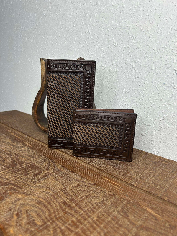 Ranger Belt Co. Dark Brown Basket Wallets-Wallets-WESTERN FASHION ACCESSORIES-Lucky J Boots & More, Women's, Men's, & Kids Western Store Located in Carthage, MO