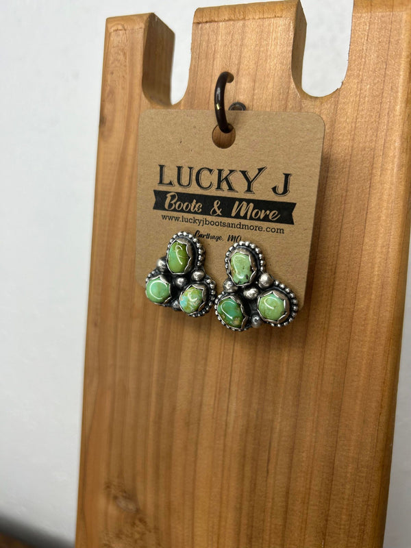 Rose Earrings-Earrings-LJ Turquoise-Lucky J Boots & More, Women's, Men's, & Kids Western Store Located in Carthage, MO