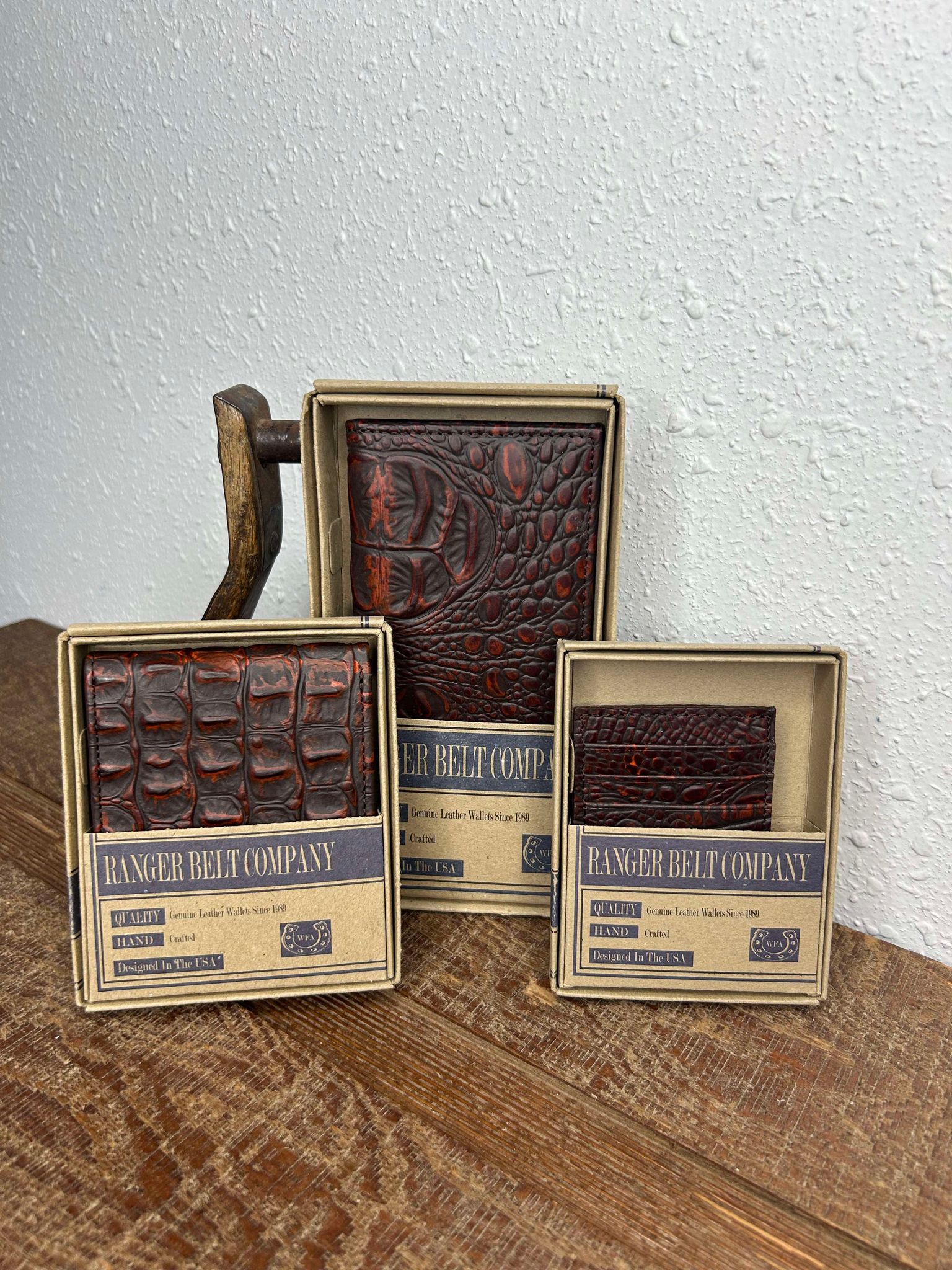 Ranger Belt Co. Croc Print Wallets-Wallets-WESTERN FASHION ACCESSORIES-Lucky J Boots & More, Women's, Men's, & Kids Western Store Located in Carthage, MO