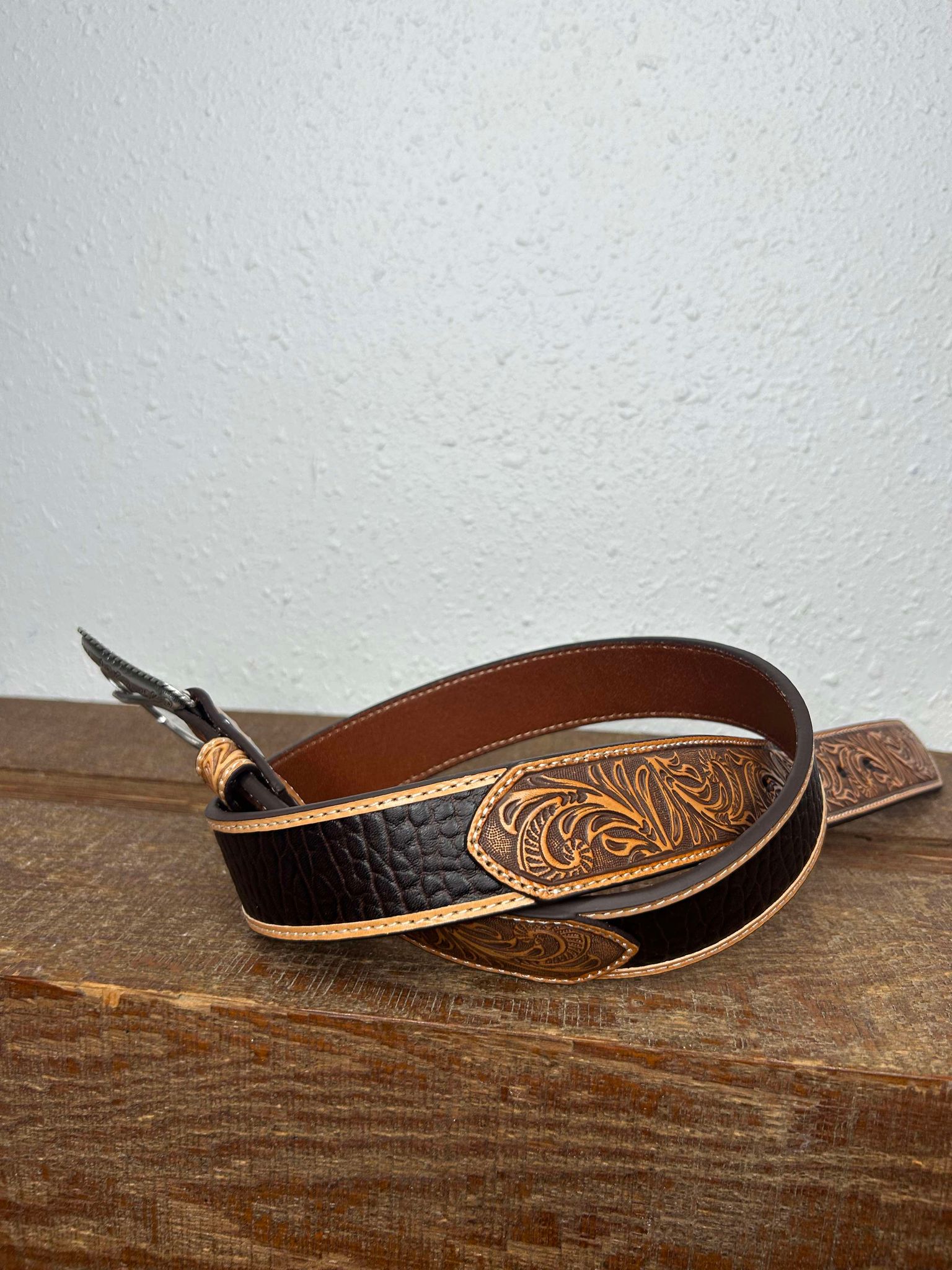 Ariat Croc & Tooled Belt-Belts-M & F Western Products-Lucky J Boots & More, Women's, Men's, & Kids Western Store Located in Carthage, MO