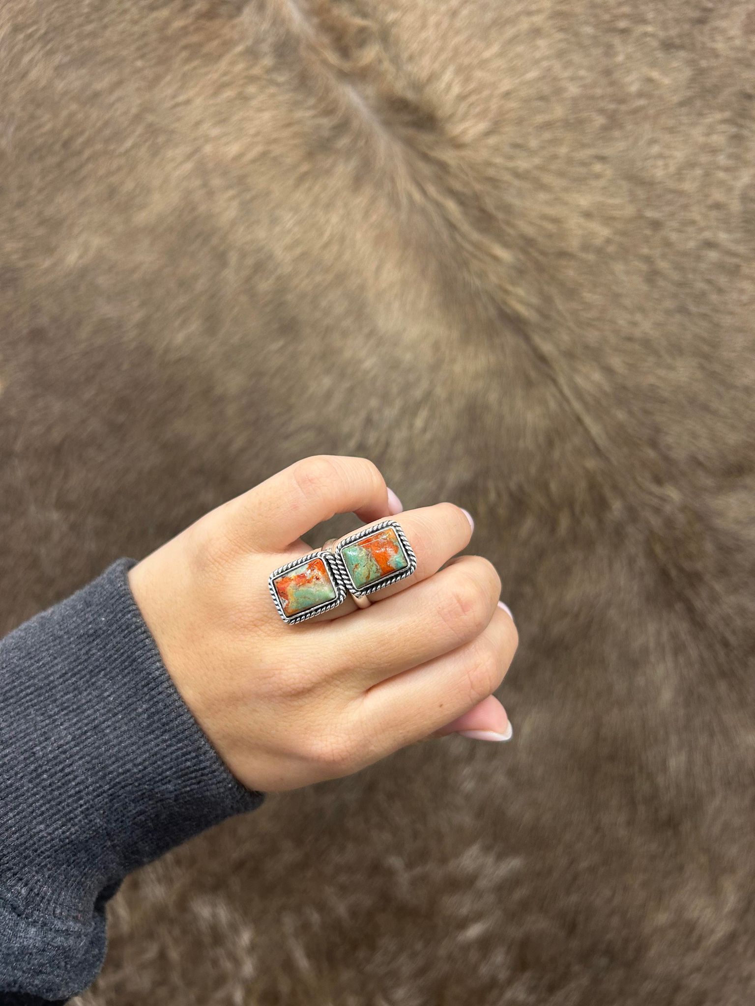 Juno Ring-Rings-LJ Turquoise-Lucky J Boots & More, Women's, Men's, & Kids Western Store Located in Carthage, MO