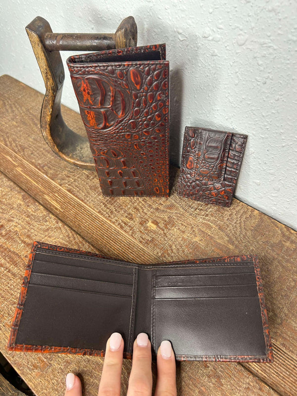 Ranger Belt Co. Croc Print Wallets-Wallets-WESTERN FASHION ACCESSORIES-Lucky J Boots & More, Women's, Men's, & Kids Western Store Located in Carthage, MO