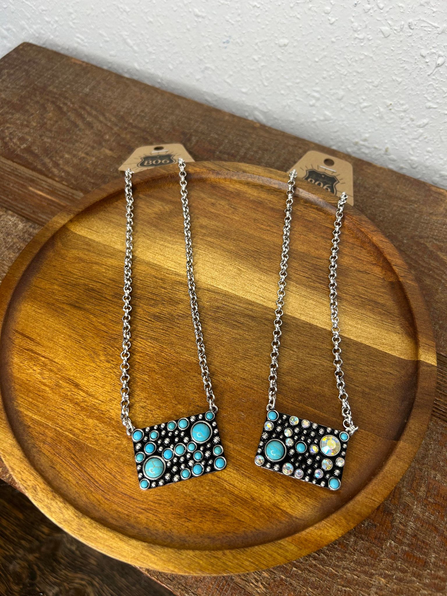 Rectangle Turquoise Necklace-Necklaces-Pink Panache-Lucky J Boots & More, Women's, Men's, & Kids Western Store Located in Carthage, MO