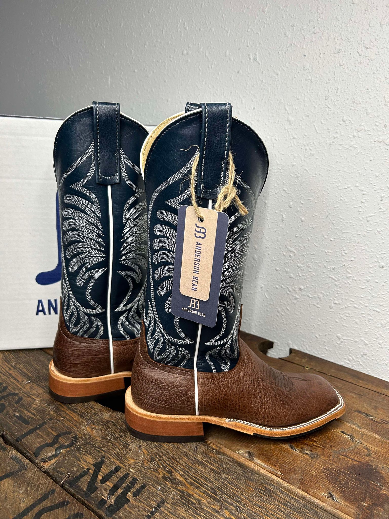 Women's Anderson Bean Kango Tobacco Smooth Quill/ Regal Blue Kidskin-Women's Boots-Anderson Bean-Lucky J Boots & More, Women's, Men's, & Kids Western Store Located in Carthage, MO