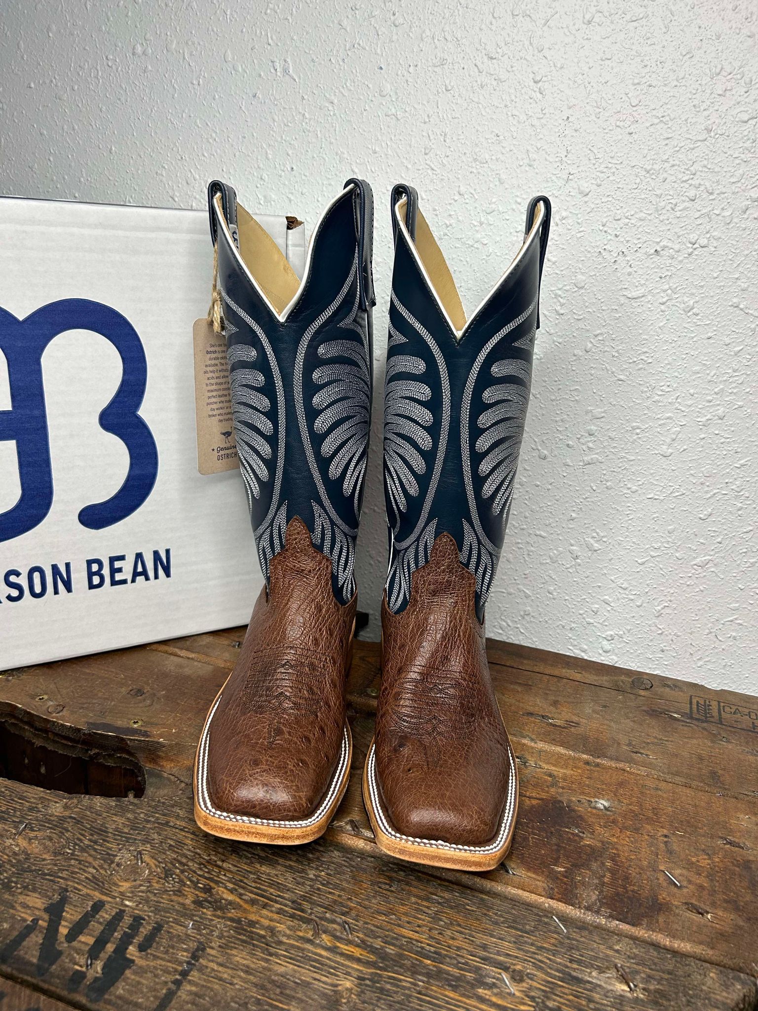 Women's Anderson Bean Kango Tobacco Smooth Quill/ Regal Blue Kidskin-Women's Boots-Anderson Bean-Lucky J Boots & More, Women's, Men's, & Kids Western Store Located in Carthage, MO