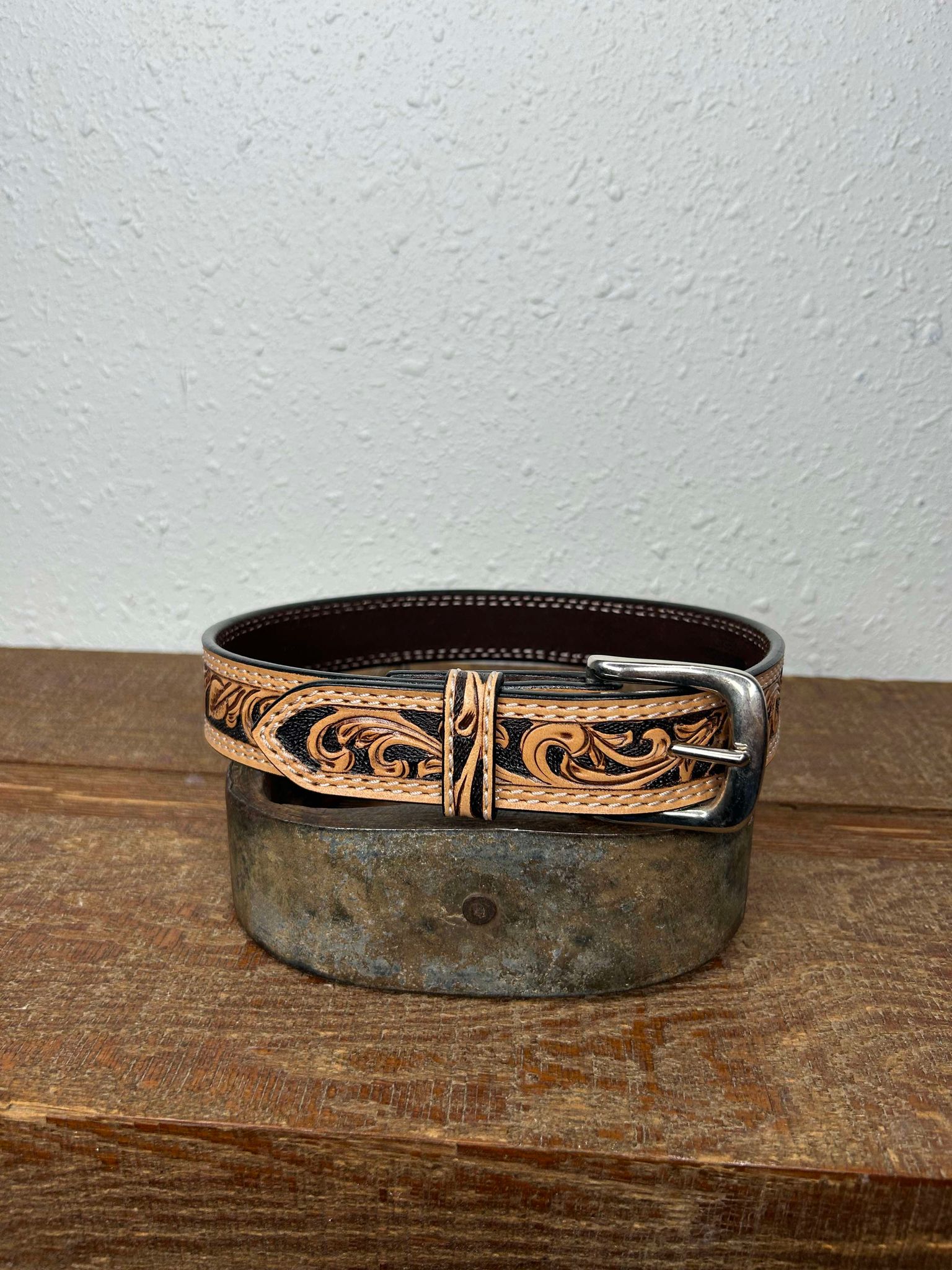 Ranger Belt Co. Natural Tooled Kid's Belt-Kids Belts-WESTERN FASHION ACCESSORIES-Lucky J Boots & More, Women's, Men's, & Kids Western Store Located in Carthage, MO