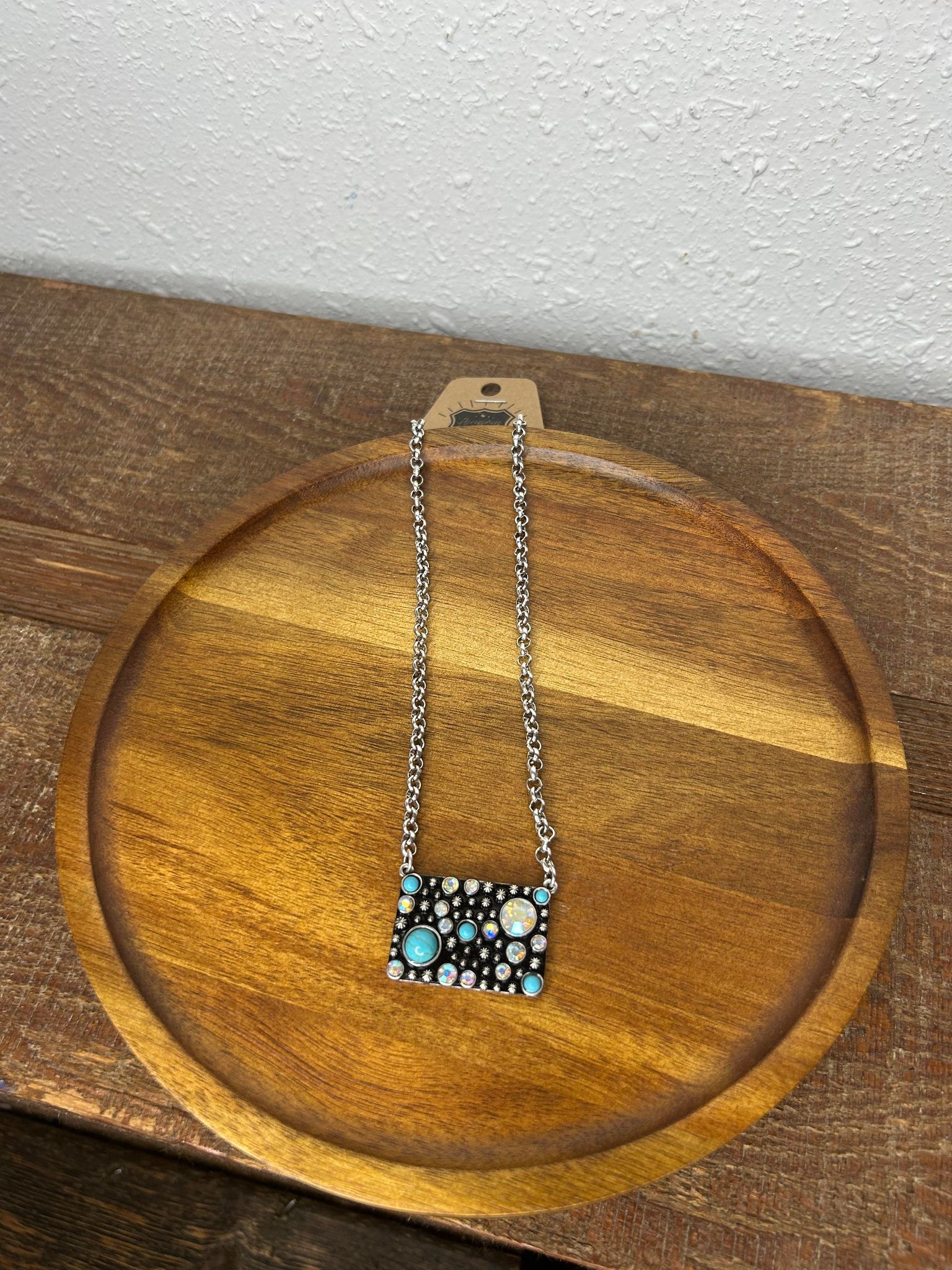 Rectangle Turquoise Necklace-Necklaces-Pink Panache-Lucky J Boots & More, Women's, Men's, & Kids Western Store Located in Carthage, MO