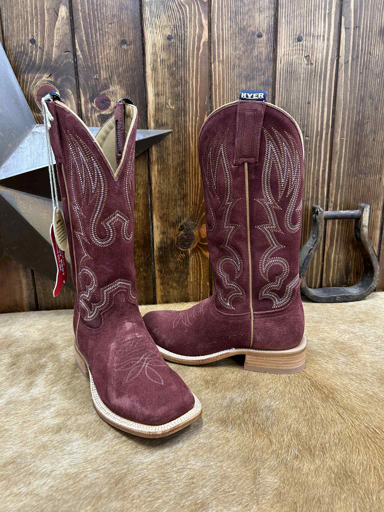 Women's Hyer Augusta Burgundy Roughout Boot-Women's Boots-HYER Boots-Lucky J Boots & More, Women's, Men's, & Kids Western Store Located in Carthage, MO