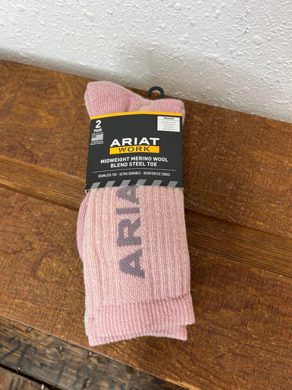 Ariat Work Mid Weight Wool Blend Socks 2908-Socks-Nester Hosiery, LLC-Lucky J Boots & More, Women's, Men's, & Kids Western Store Located in Carthage, MO