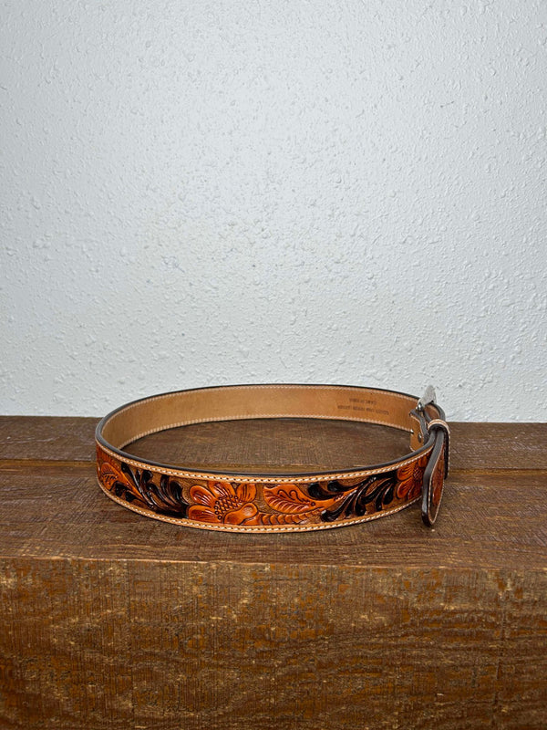 Twisted X Two Tone Floral Belt-Belts-WESTERN FASHION ACCESSORIES-Lucky J Boots & More, Women's, Men's, & Kids Western Store Located in Carthage, MO