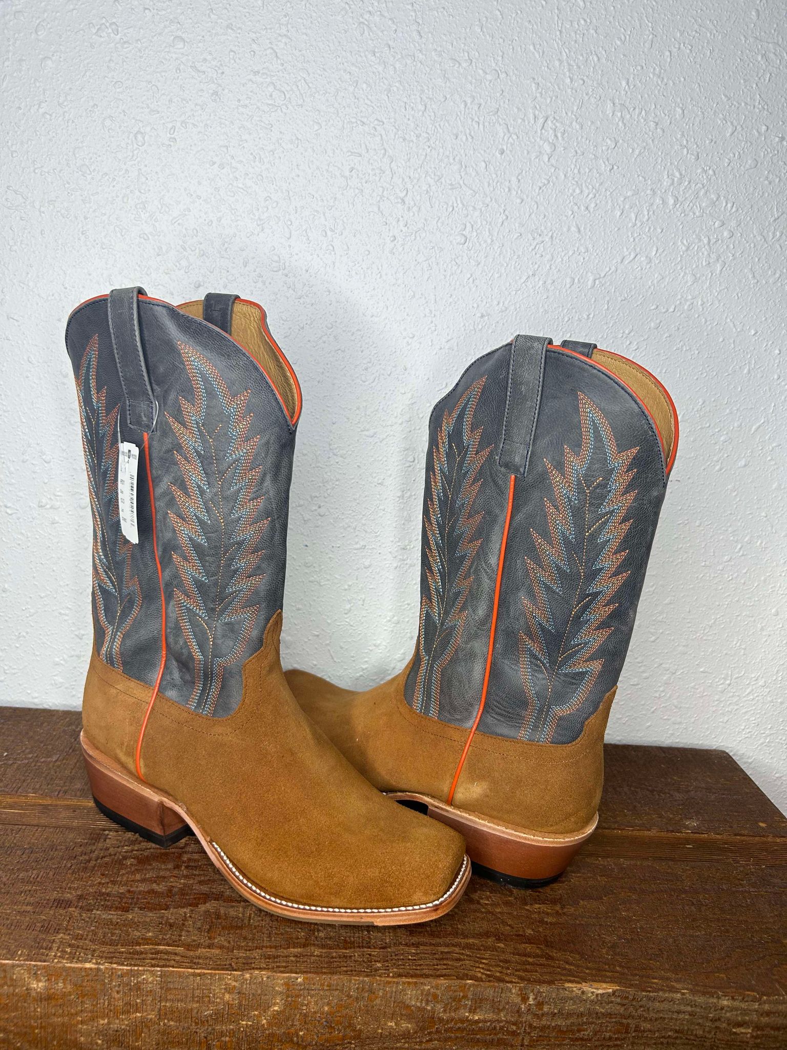 Men's Horse Power Ginger Suede & Navy Goat Boots-Men's Boots-Horse Power-Lucky J Boots & More, Women's, Men's, & Kids Western Store Located in Carthage, MO