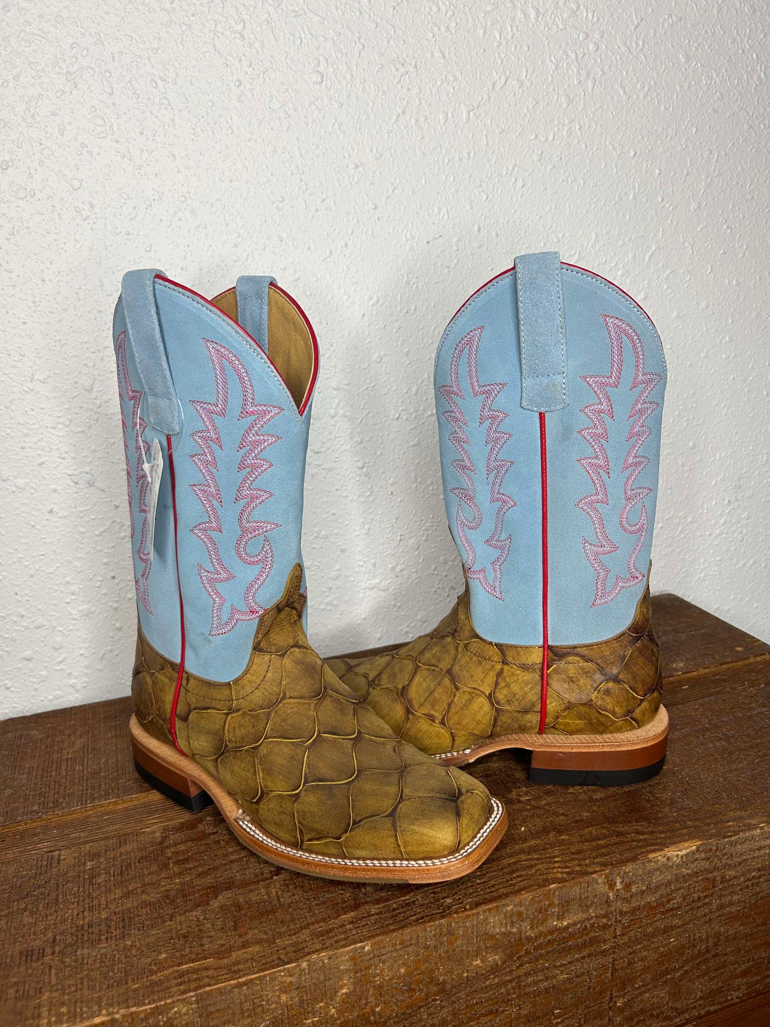 Women's Macie Bean Honey Fish & Baby Blue Suede-Women's Boots-Macie Bean-Lucky J Boots & More, Women's, Men's, & Kids Western Store Located in Carthage, MO