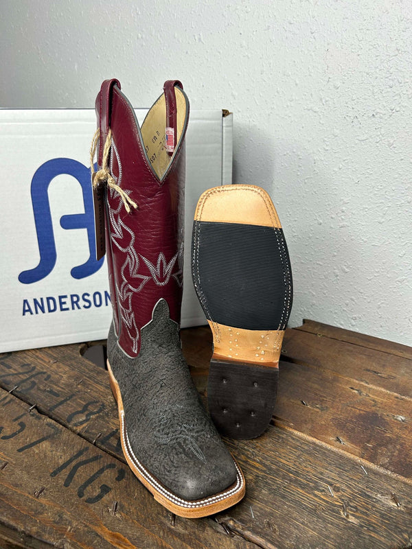 Women's Anderson Bean Slate Safari Giraffe & Sangria Kidskin Boots-Women's Boots-Anderson Bean-Lucky J Boots & More, Women's, Men's, & Kids Western Store Located in Carthage, MO