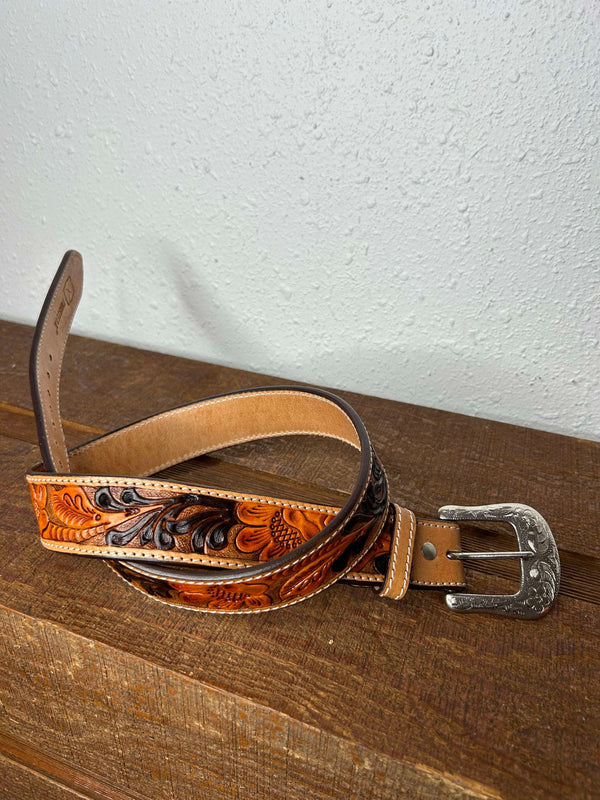 Twisted X Two Tone Floral Belt-Belts-WESTERN FASHION ACCESSORIES-Lucky J Boots & More, Women's, Men's, & Kids Western Store Located in Carthage, MO