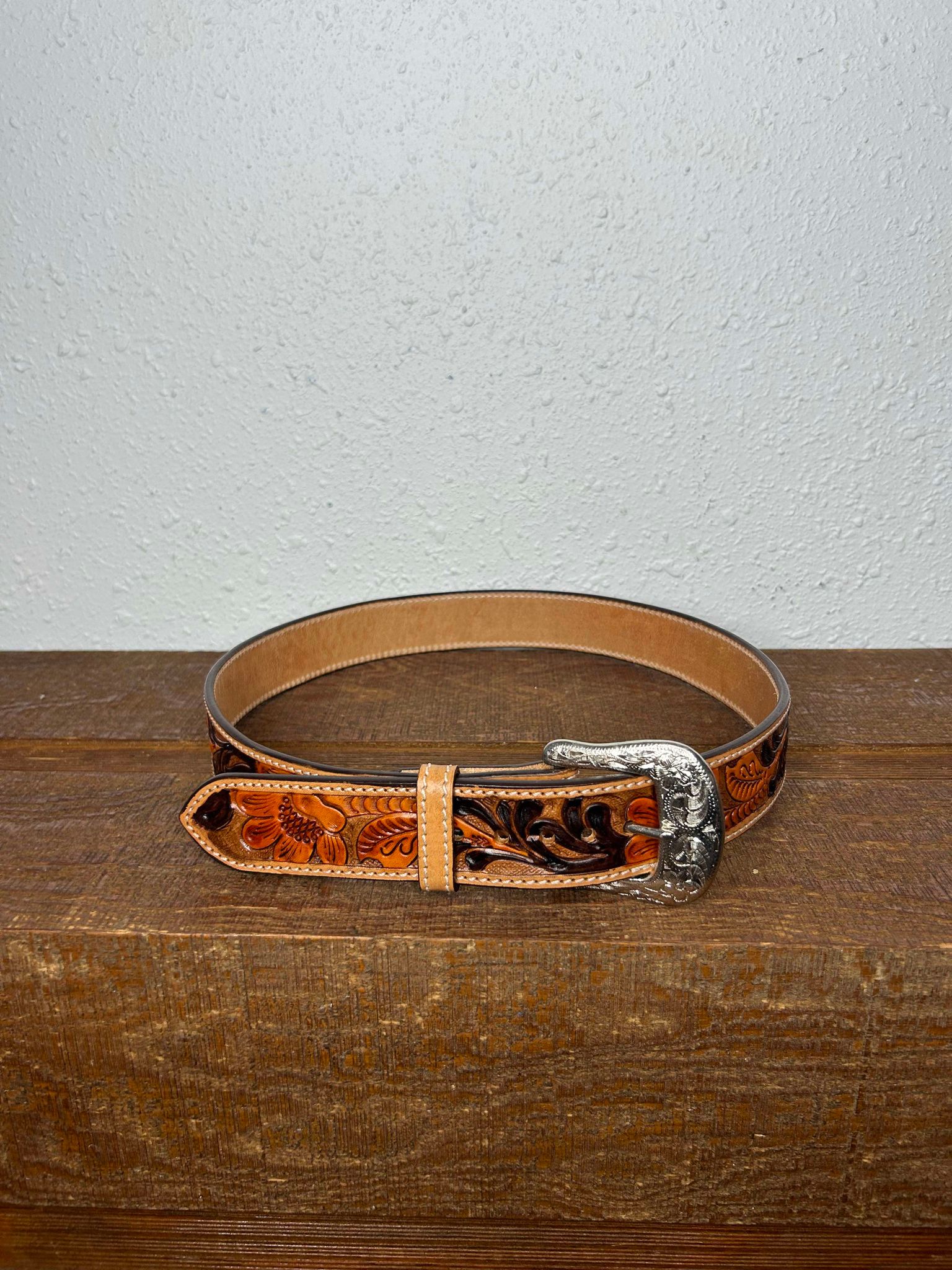 Twisted X Two Tone Floral Belt-Belts-WESTERN FASHION ACCESSORIES-Lucky J Boots & More, Women's, Men's, & Kids Western Store Located in Carthage, MO