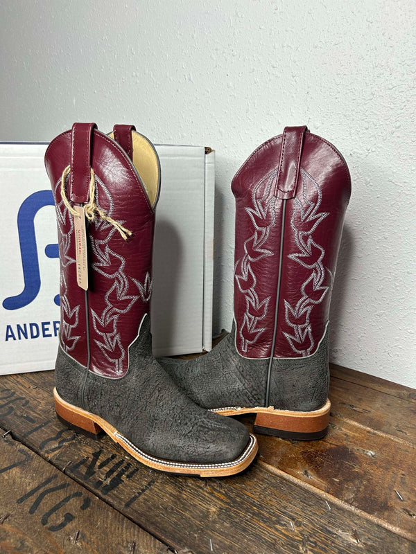 Women's Anderson Bean Slate Safari Giraffe & Sangria Kidskin Boots-Women's Boots-Anderson Bean-Lucky J Boots & More, Women's, Men's, & Kids Western Store Located in Carthage, MO