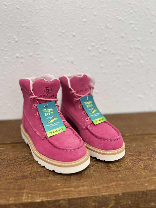 Kid's Ariat Rebar Lift Shoes in Haute Pink Suede-Kids Casual Shoes-Ariat-Lucky J Boots & More, Women's, Men's, & Kids Western Store Located in Carthage, MO