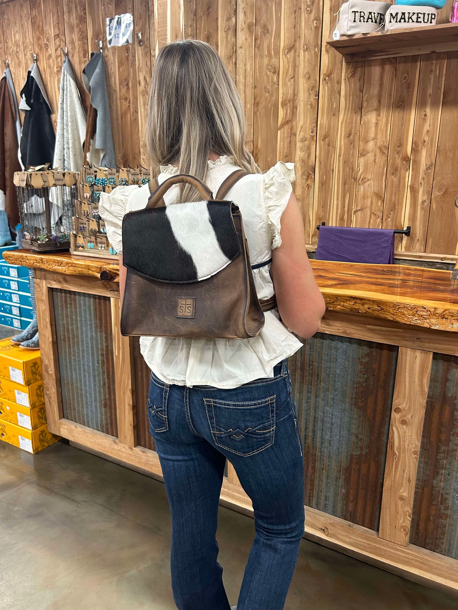 STS Cowhide Remi Backpack-Backpacks-Carrol STS Ranchwear-Lucky J Boots & More, Women's, Men's, & Kids Western Store Located in Carthage, MO