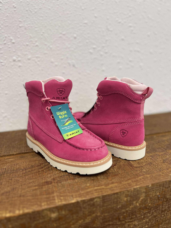 Kid's Ariat Rebar Lift Shoes in Haute Pink Suede-Kids Casual Shoes-Ariat-Lucky J Boots & More, Women's, Men's, & Kids Western Store Located in Carthage, MO